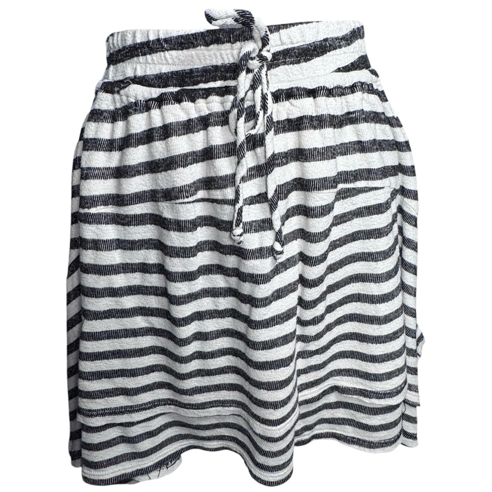 Anthropologie Dolan Black and White Striped Mini Skirt Natural Fibers Medium